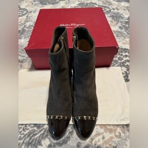 Salvatore Ferragamo Musk Suade Calf Ankle Boots